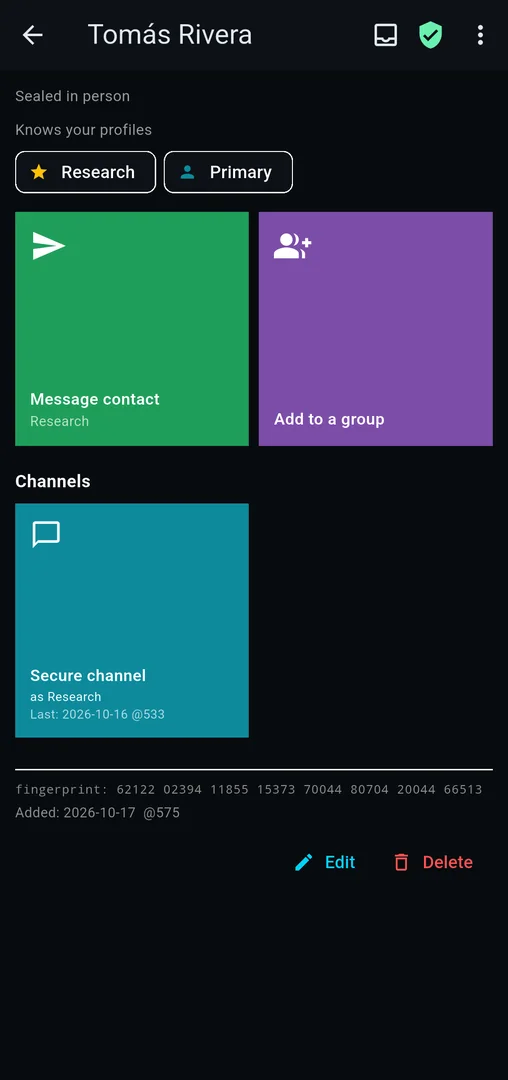 A contact with channel tiles and the safety number